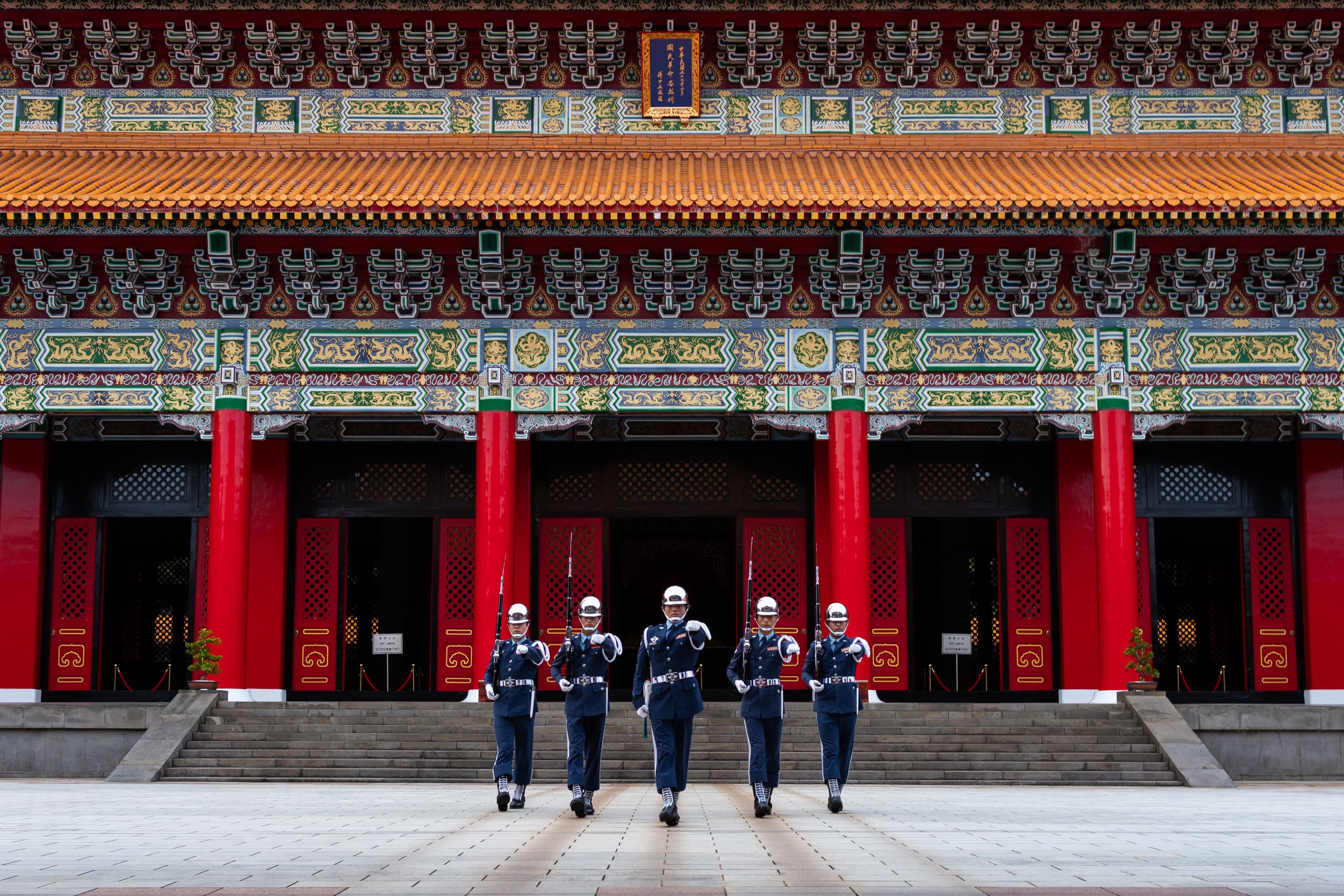 Taiwanese soldiers marching forward