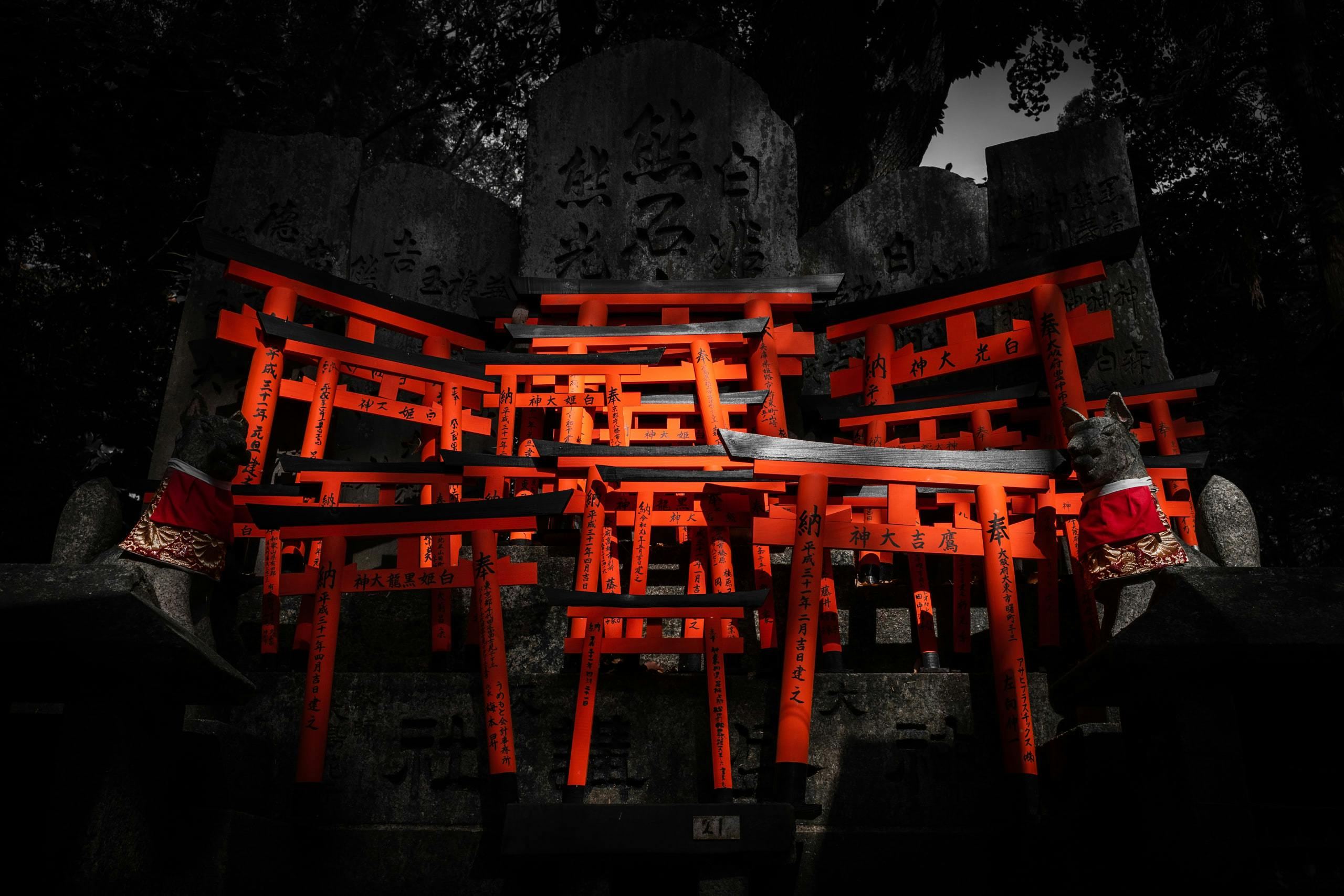 A cluster of torii gates on pedestal